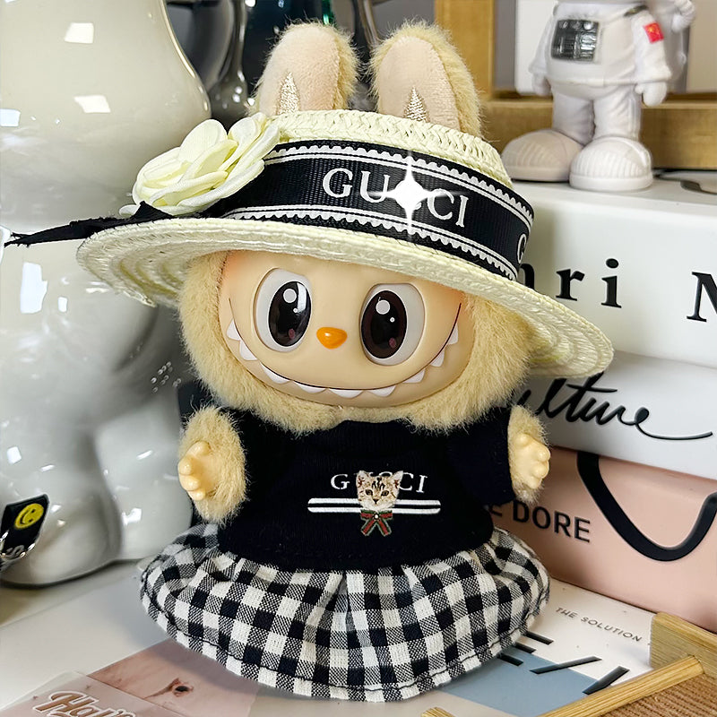 Labubu GC exclusive design black top and straw hat set