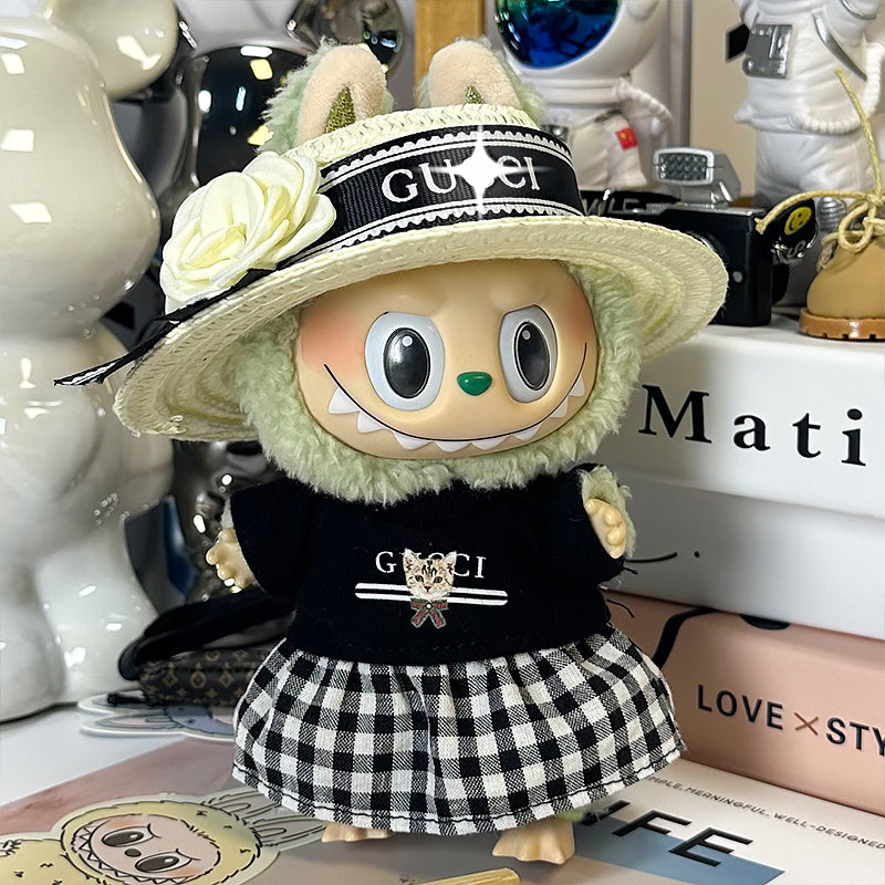 Labubu GC exclusive design black top and straw hat set