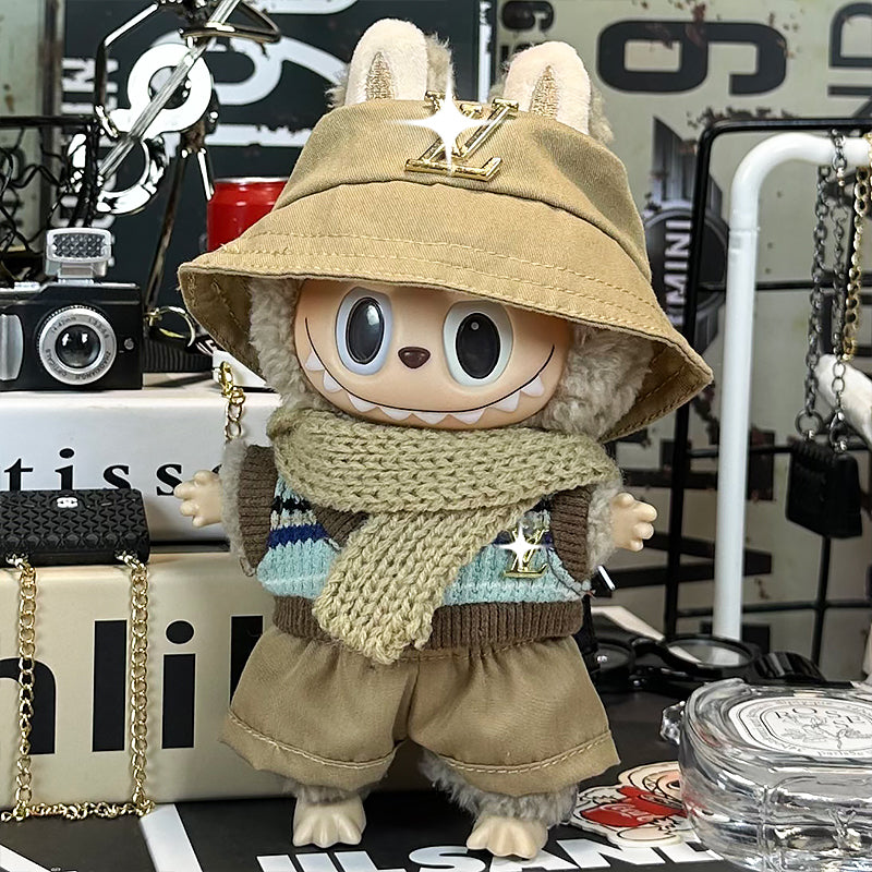 Labubu LV Exclusive Gold Khaki Suit