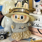 Labubu GC exclusive design grey top and straw hat set