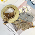 Labubu GC exclusive design grey top and straw hat set
