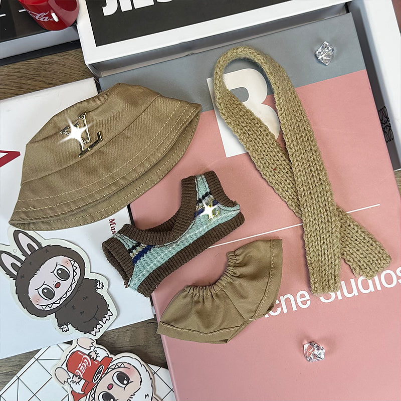 Labubu LV Exclusive Gold Khaki Suit